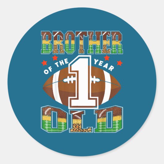Brother Of The 1 Year Old Football First Birthday  ラウンドシール (正面)