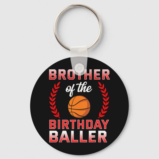 Brother Of The Birthday Boy Bysketbyll Bday Celebr キーホルダー (正面)