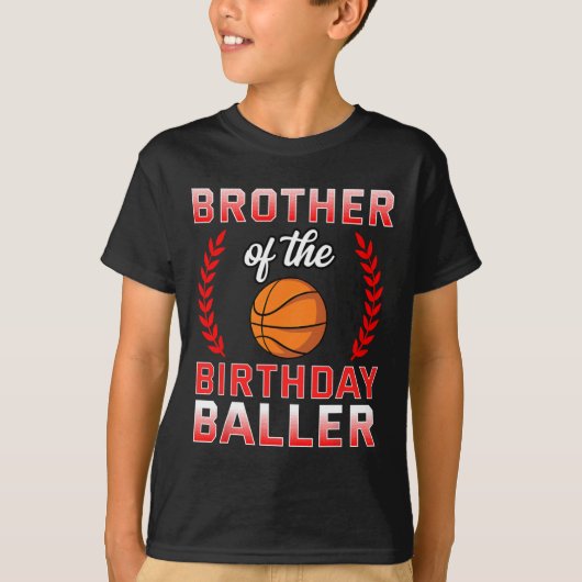 Brother Of The Birthday Boy Bysketbyll Bday Celebr Tシャツ (正面)