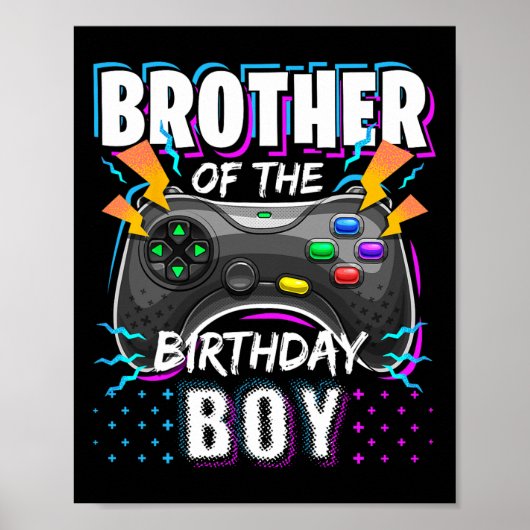 Brother Of The Birthday Boy Matching Video Game Bi ポスター (正面)