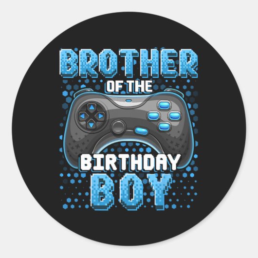 Brother Of The Birthday Boy Matching Video Game Bi ラウンドシール (正面)