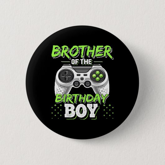 Brother Of The Birthday Boy Matching Video Game Bi 缶バッジ (正面)