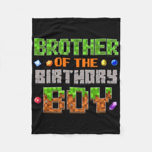 Brother Of The Birthday Boy Party Video Gamer Pixe フリースブランケット (正面)