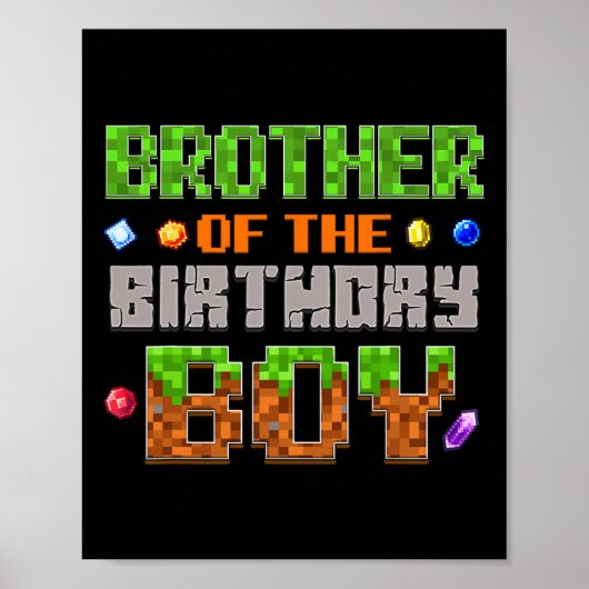 Brother Of The Birthday Boy Party Video Gamer Pixe ポスター (正面)