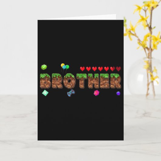 Brother Of The Birthday Boy Pixel Game Matching Fa カード (黄色い花)