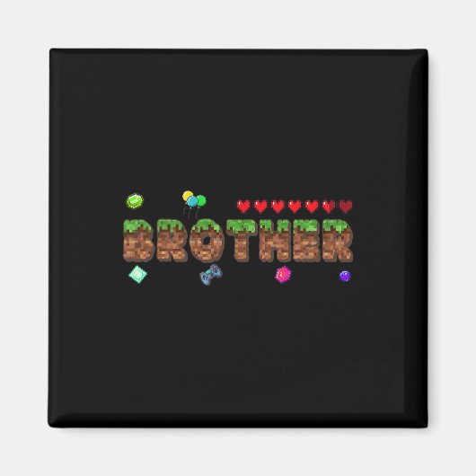 Brother Of The Birthday Boy Pixel Game Matching Fa マグネット (正面)