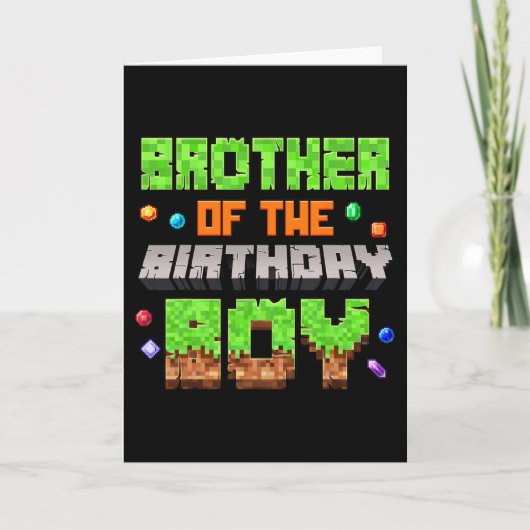 Brother Of The Birthday Boy Pixel Gaming Video Gam カード (正面)
