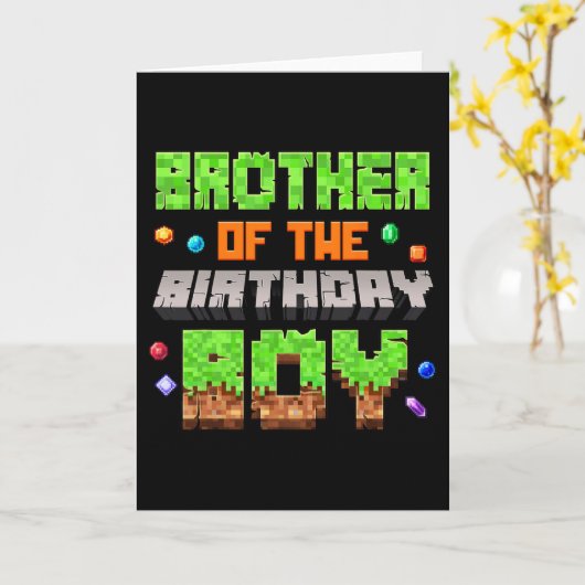 Brother Of The Birthday Boy Pixel Gaming Video Gam カード (黄色い花)