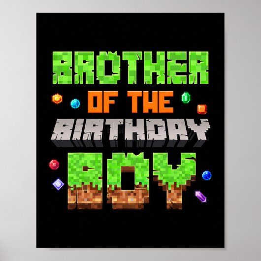 Brother Of The Birthday Boy Pixel Gaming Video Gam ポスター (正面)