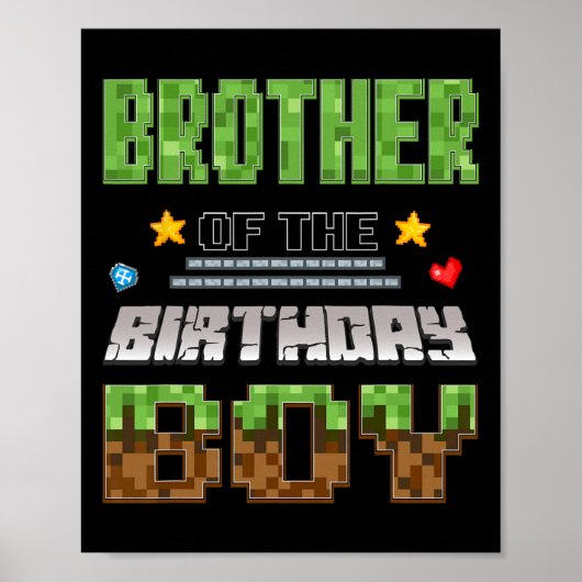 Brother Of The Birthday Boy Video Gamer Pixel Birt ポスター (正面)