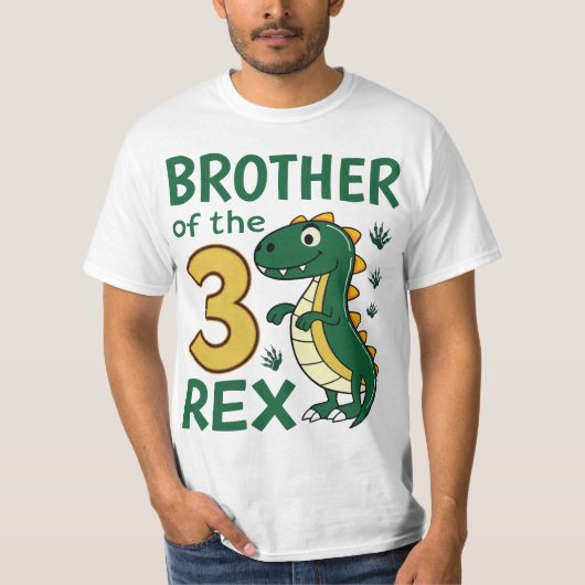 Brother of the Three-Rex Dinosaur Birthday Party Tシャツ (正面)