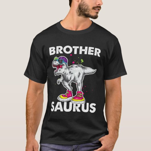 Brother Saurus  Boys Rex Bday Party Dinosaur Tシャツ (正面)