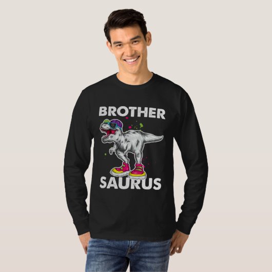 Brother Saurus  Boys Rex Bday Party Dinosaur Tシャツ (正面フル)