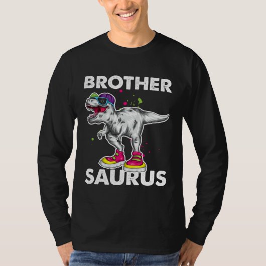 Brother Saurus  Boys Rex Bday Party Dinosaur Tシャツ (正面)