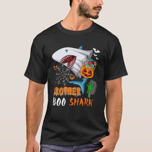 Brother Shark Boo Halloween Shark Boo Ghost Candie Tシャツ (正面)
