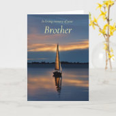 Brother Sympathy Memorial with Sailboat Sunset Sea カード (黄色い花)