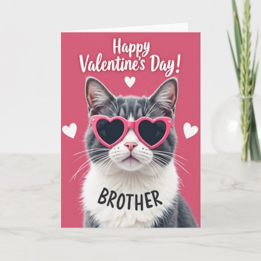 Brother Valentines Day Cat Card カード (正面)