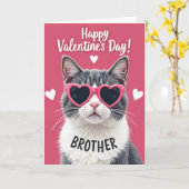 Brother Valentines Day Cat Card カード (黄色い花)