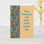 Brother & Wife Tan & Brownの感謝祭 カード (黄色い花)