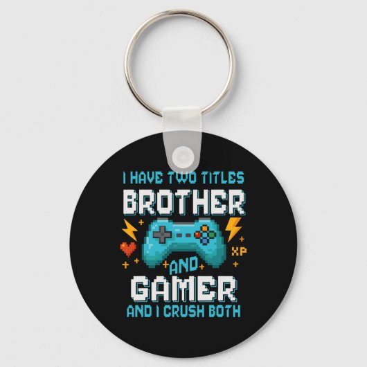 Brotherand Gamer Pixel Console Video Game Player G キーホルダー (正面)