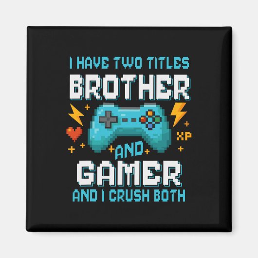 Brotherand Gamer Pixel Console Video Game Player G マグネット (正面)
