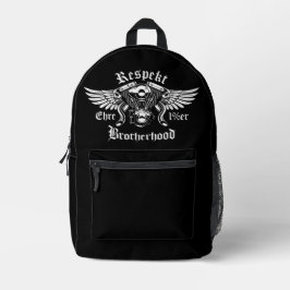 Brotherhood Biker Motorrad Ehre Respekt Rucksack プリントバックパック