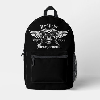 Brotherhood Biker Motorrad Ehre Respekt Rucksack プリントバックパック