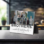 BROTHERS引用文&フォトコラージギフトディスプレイ フォトプラーク<br><div class="desc">兄弟のための特別で思い出に残る写真コラージギフト。このデザインは、4 (4)の写真コラージュのレイアウトを備え、独自の特別な兄弟写真の4つを表示する。可愛い読引用文「BROTHERS 最高の make the friends」と可愛いハート。単カスタマイズに、この名前は永遠に大切にする自分自身とあなたの姉妹への特別な贈り物にする。注：色は好みに合わせて変更できる。</div>