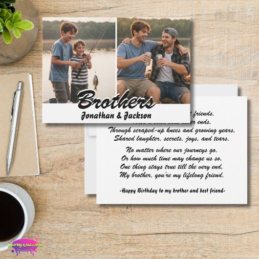 Brothers Best Friends card with Photo and Poem 