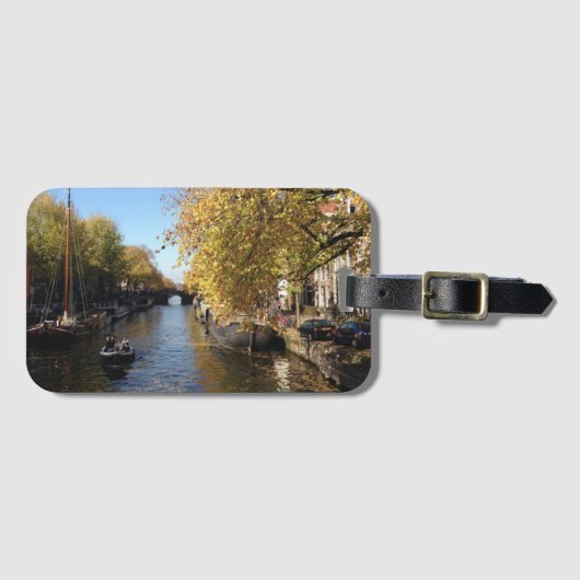 Brouwersgracht Amsterdam Canal Autumn写真 ラゲッジタグ (正面横)