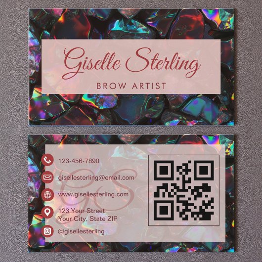 Brow Artist Black Opal Gemstone QR Code 名刺
