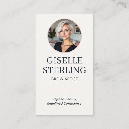 Brow Artist Blush & Navy Photo QR Code 名刺 (正面)