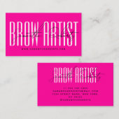 Brow artist modern typography script neon pink 名刺 (正面/裏面)