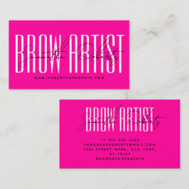 Brow artist modern typography script neon pink 名刺