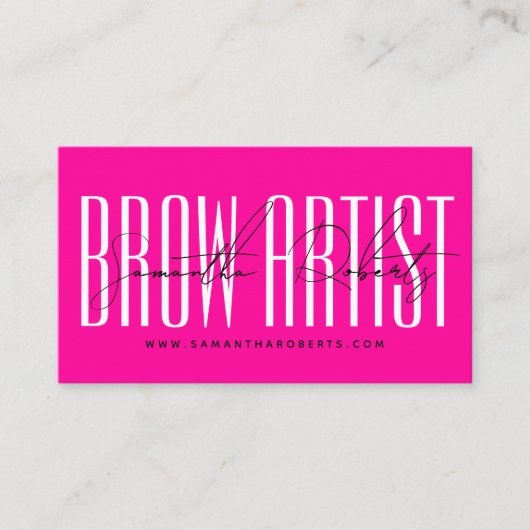 Brow artist modern typography script neon pink 名刺 (正面)
