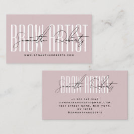 Brow artist modern typography script neutral pink 名刺