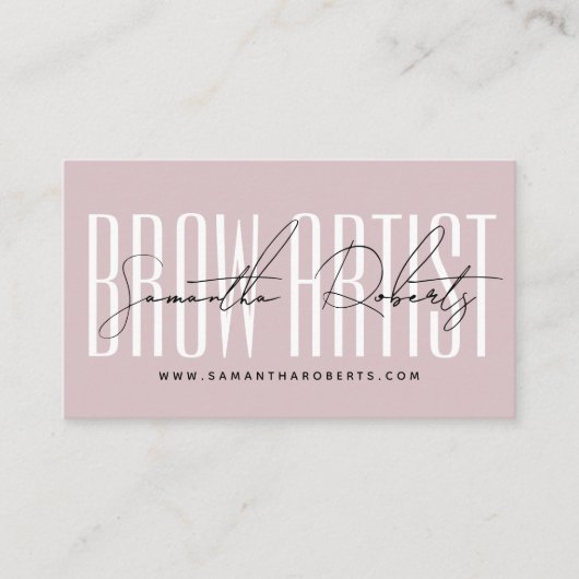 Brow artist modern typography script neutral pink 名刺 (正面)