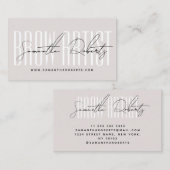 Brow artist modern typography script pink pearl 名刺 (正面/裏面)