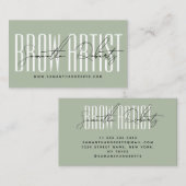 Brow artist modern typography script sage green 名刺 (正面/裏面)