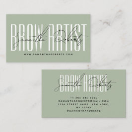 Brow artist modern typography script sage green 名刺