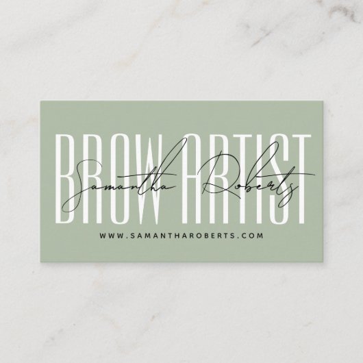 Brow artist modern typography script sage green 名刺 (正面)