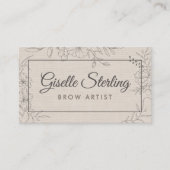 Brow Artist Neutral Linen Floral Line Art Script 名刺 (正面)