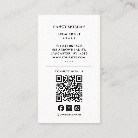 Brow Artist Photo QRコード 名刺 (裏面)