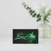 Brow Artist Typography Green Neon Business Card 名刺 (スタンド正面)