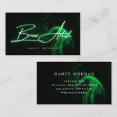 Brow Artist Typography Green Neon Business Card 名刺 (正面/裏面)