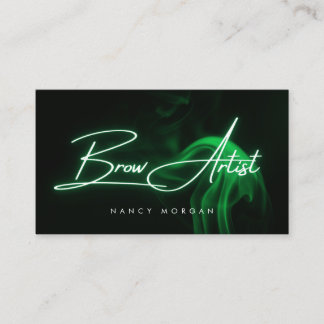 Brow Artist Typography Green Neon Business Card 名刺