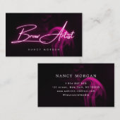 Brow Artist Typography Pink Neon Business Card 名刺 (正面/裏面)