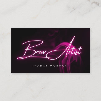Brow Artist Typography Pink Neon Business Card 名刺