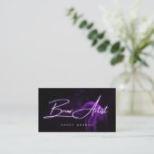 Brow Artist Typography Purple Neon Business Card 名刺 (スタンド正面)