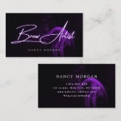 Brow Artist Typography Purple Neon Business Card 名刺 (正面/裏面)